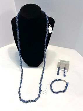 Vintage (1980’s) NEW with tags ~ genuine semi-precious lapis lazuli jewelry set